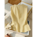 Women's summer new arrival: elegant commute style, minimalist solid color, turn-down collar, slim-fit sleeveless blouse