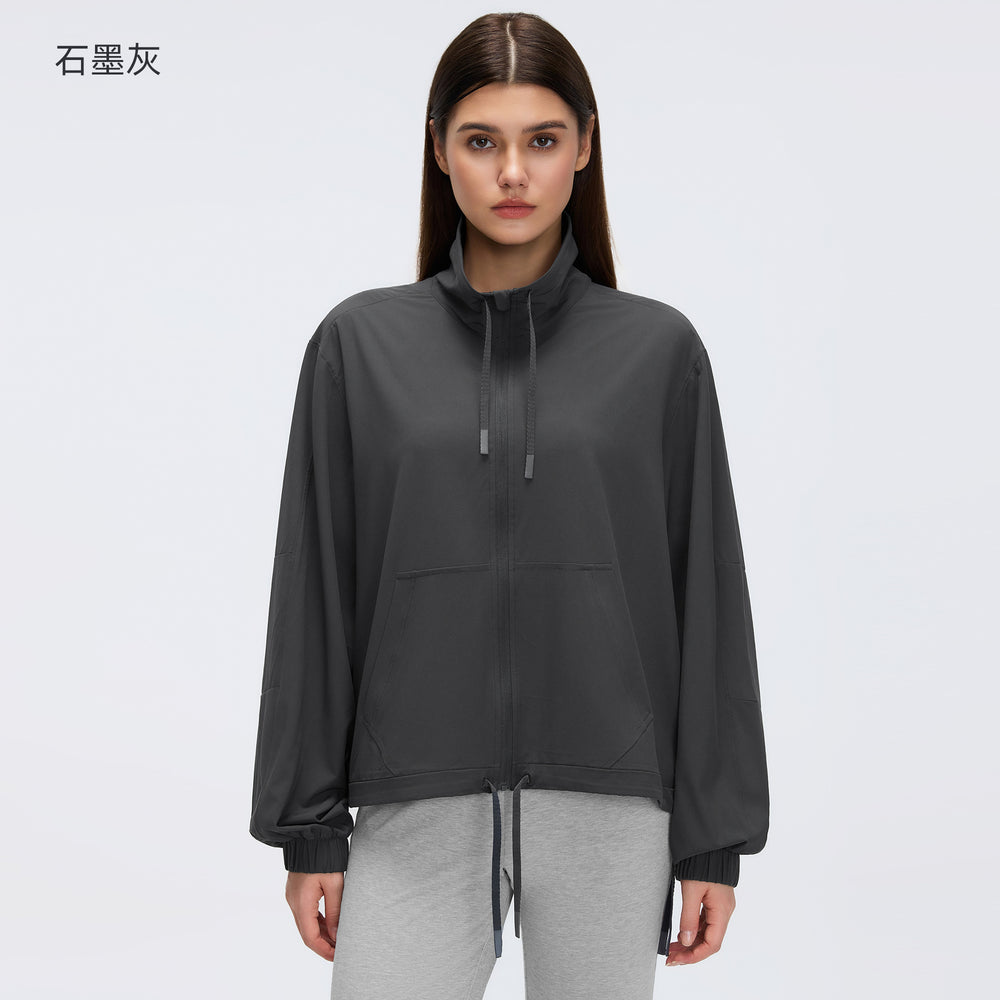 Spring new arrival: women's stand collar activewear top - relaxed fit, versatile long sleeve, perfect for sports and fitness (style d26005)