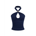 Gold ring buckle halter top - women's summer outerwear & inner layering - sexy & sweet mini top - halter design top