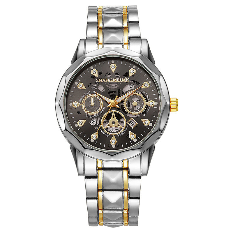 Shangmei brand trendy fashion waterproof luminous business automatic quartz embossed hollow-out men's watch