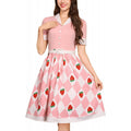 Amazon fashion retro short sleeve printing dress women  summer new arrival silmslimming look skirt