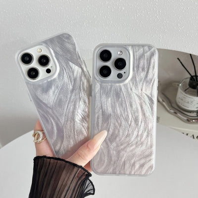 Premium imd feather yarn ripple iphone 15 case, 16 pro max custom painted protective cover