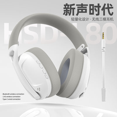 Smilang l80 over-ear tri-mode wireless bluetooth gaming headset - wired, lightweight 2.4g pc headset with usb