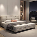 Puff fairy italian normcore genuine leather bed master bedroom cream style soft bag wedding bed classy first layer cowhide double bed
