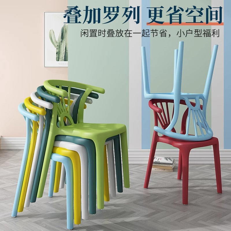 Scandinavian dining table and chairs modern casualthickened stool plastic chair dining chair for home backrest desk chair stackable stool