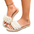 Plus size pearl elastic women's sandals -  summer collection - open toe roman beach sandals for wholesale