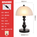 Wabi-sabi style glass table lamp, european and american retro bedroom study bedside lamp, decorative solid wood light luxury night light, ambient light