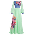 African women's plus size new fashion elegant high waist slimming printed long sleeve dress - cross-border supply, ready stock