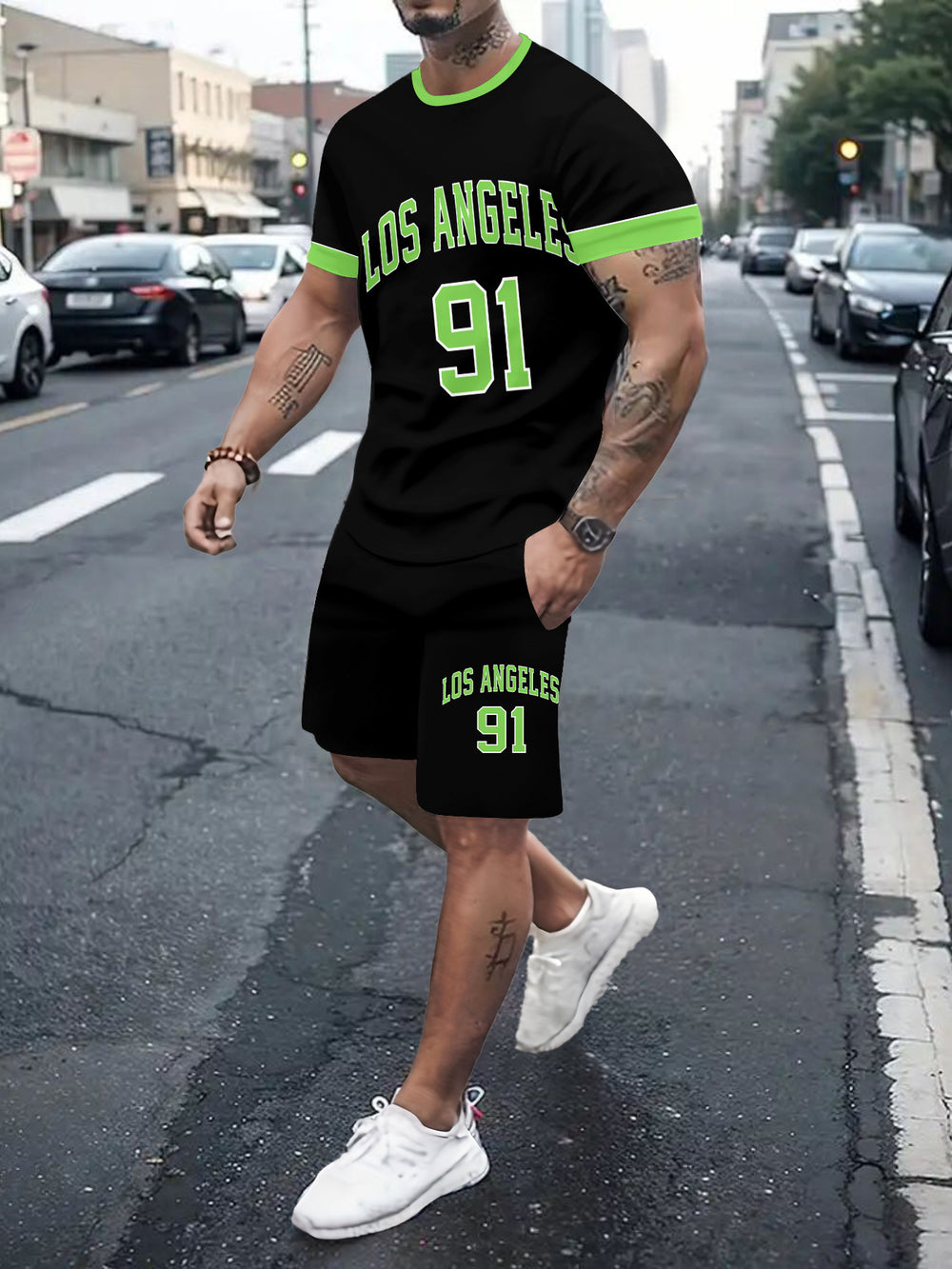 Men's casual sports set - short sleeve & shorts - summer hot seller - cross-border fashion - two-piece leisure outfit