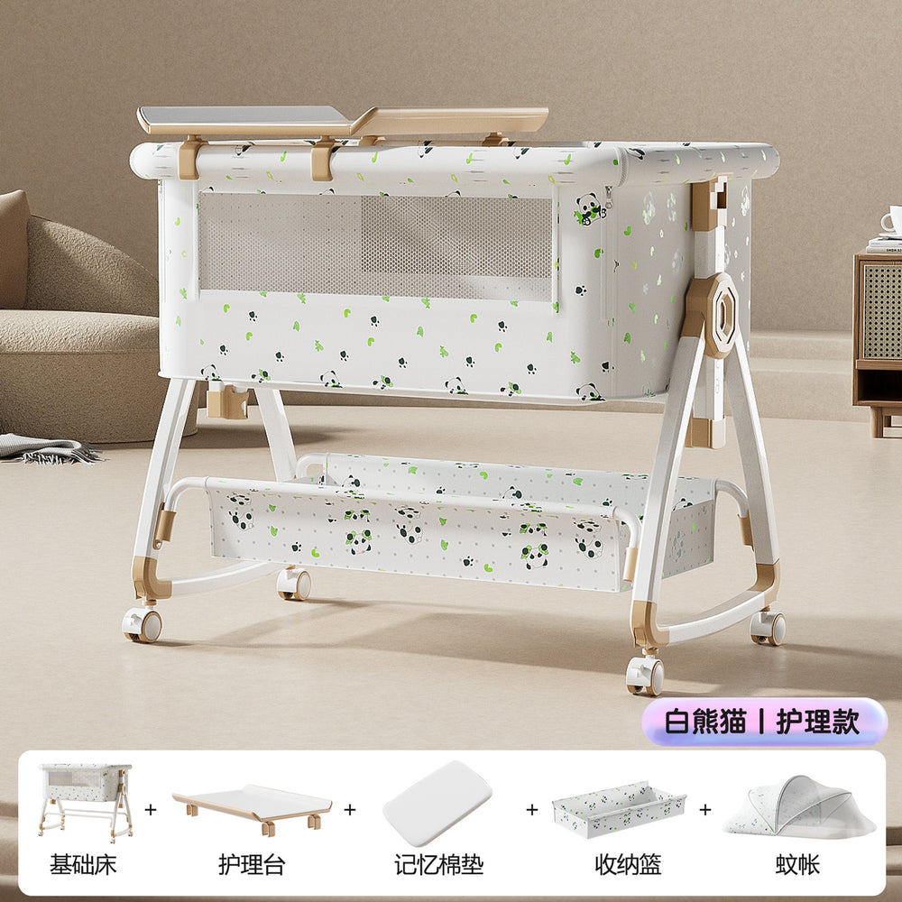 Baby crib movable portable cradle bed foldable multi-function rattle bed bb bed newborn patchwork large bed