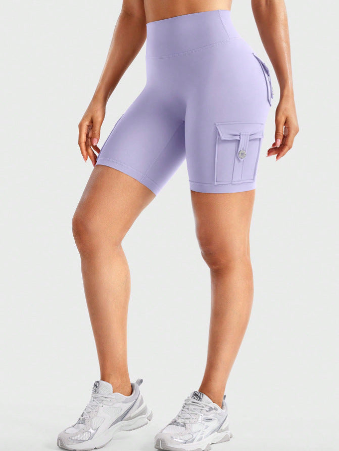 Yeoreo same style nylon brushed sports yoga cycling half length pants flap pocket pants training butt lift brushed yoga shorts