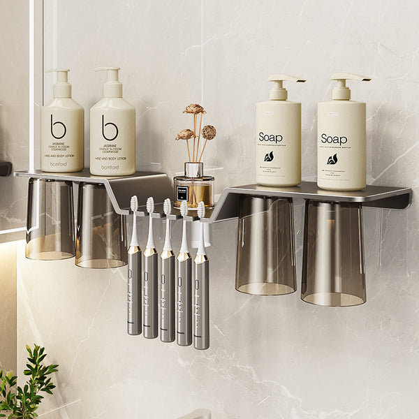 Blue vine toothbrush shelf Magnetic mouthwash cup Bathroom brushing cup Washing cup Mirror cabinet bottom Electric toothbrush storage