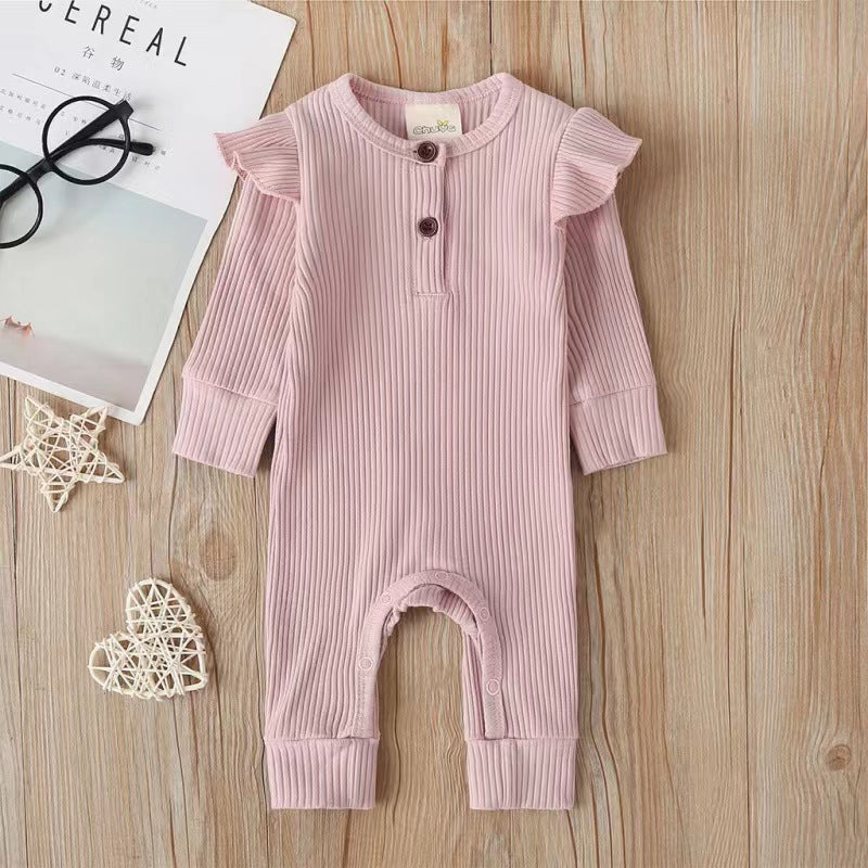 Baby casual romper children's new arrival baby pit strips girl long sleeves jumpsuit children's clothing fashion