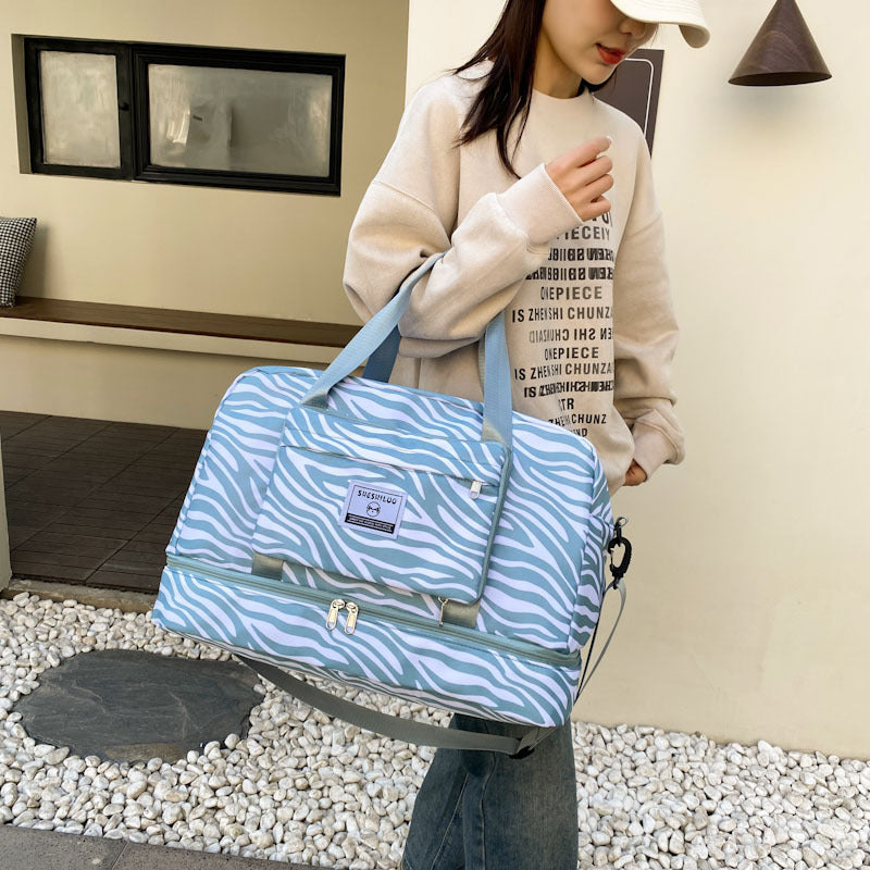 New folding travel bag large capacity shoulder hand luggage women's short trip swimming fitness bag versatile