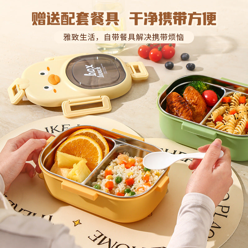 304 stainless steel cartoon divided lunch box - student & kids bento box - airtight, microwaveable, portable lunch container
