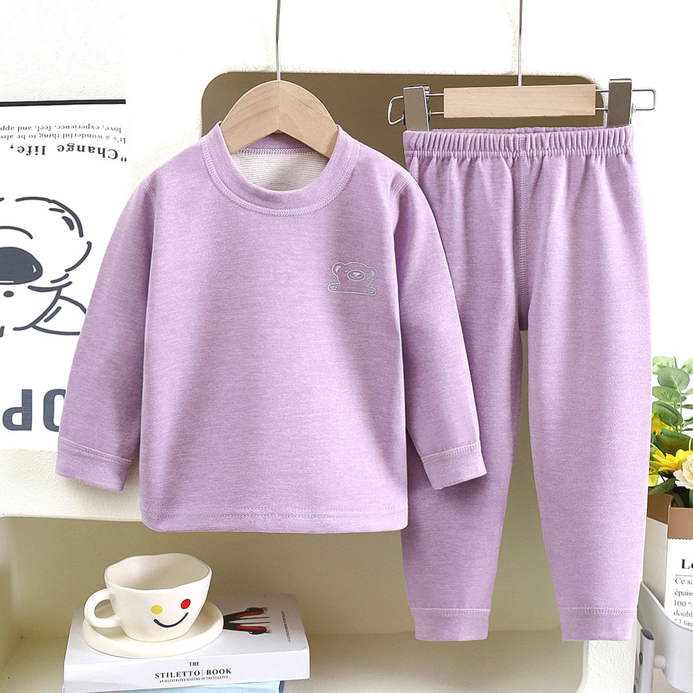 Kidsheattechintimates boys wool silk boneless autumn clothes long johns winter plaid baby wear home clothes suit
