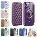 Iphone 17 pro max case, yatun chanel-style magnetic, compatible with apple 16, creative diamond pattern leather case with card slots