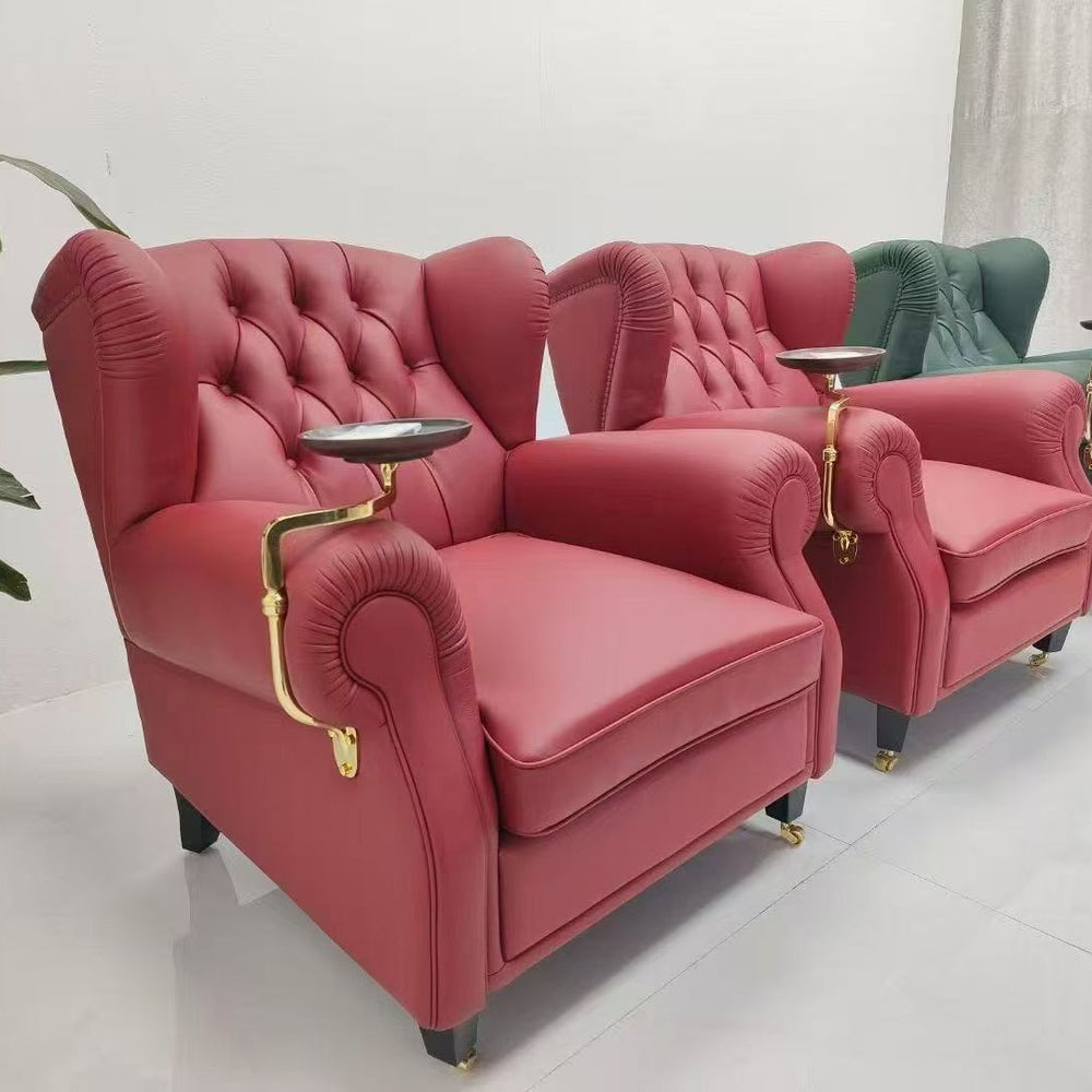 Leather cigar chair accessible luxury high-end with metal frame club house classycasual chair genuine leather medieval style casual chair