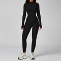 color block stand collar jumpsuit half-zip one-piece activewear women's high-intensity workout yoga suit 9326