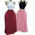 K-style polka dot pleated elegance skirt women's high waistslimming looka-line long skirtwork clothingeasiest for matchpatchworkelegant skirt