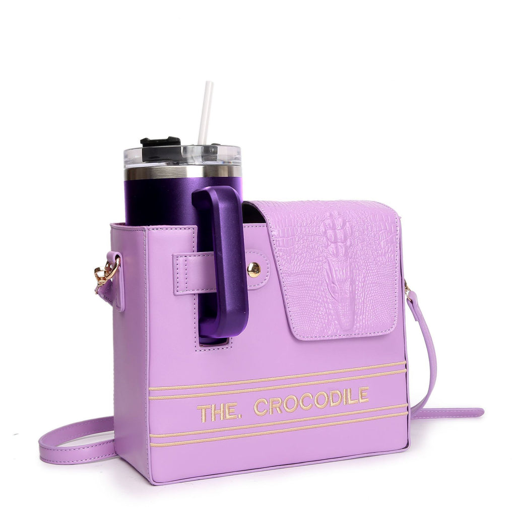 Cross-border hot sale, crocodile pattern outdoor portable water cup bag, high-end gift box, large-capacity thermostatic cup, shoulder messenger bag.