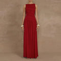 summer new women's fashion: european and american cross-border dress - elegant, slim-fit, solid color pleated maxi dress