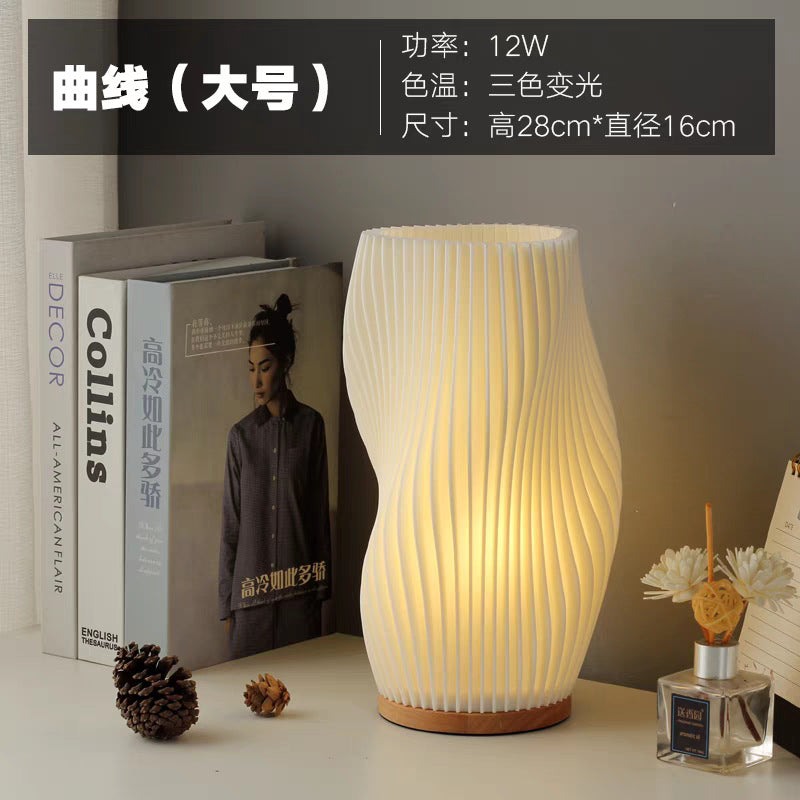 French cream style 3d solid wood table lamp - living room, bedroom, bedside, trendy romantic ambiance decorative ornament night light
