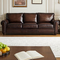 American sofa baton brown hand-rubbed full leather first-layer cowhide three-person row retro living room furniture