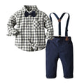 Boys' spring outfit set: new spring collection - plaid shirt, perfect for first birthday parties and gentleman's events