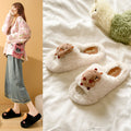 Korean style cartoon cute capybara fuzzy slippers women's autumn/winter new thick sole comfortable one-strap capybara cotton slippers