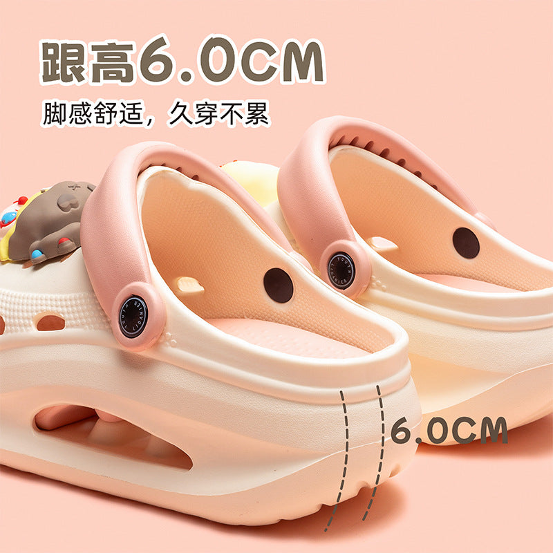 Adult women's thick bottom crocs women's new arrival non-slip beach heightening toe cap sandals slippers women's summeroutwear