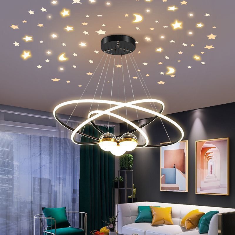 Zhongshan living room chandelier Nordic light luxury creative gypsy chandelier modern simple starry sky projection restaurant chandelier