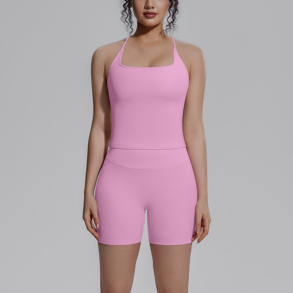 New nude feel racerback compression workout set - high waist, butt-lifting pilates & yoga activewear set
