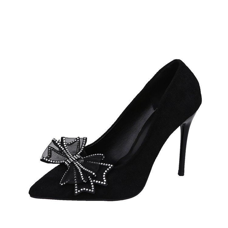 34-43 high heels plus size 41-42 bows stiletto sense of designniche styleelegant fairy wedding shoes two-wear flats