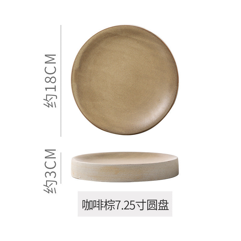 Stylish high-looking clay western food snack round plate restaurant hotel for home pastry dessert plate classy plate