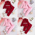 New girls' spring/autumn outfit: korean style ruffle trim blazer and pants two-piece set - trendy kids' fashion