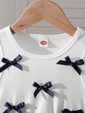 new european and american style cross-border girls' chic bowknot color block denim dress - infant & toddler dress