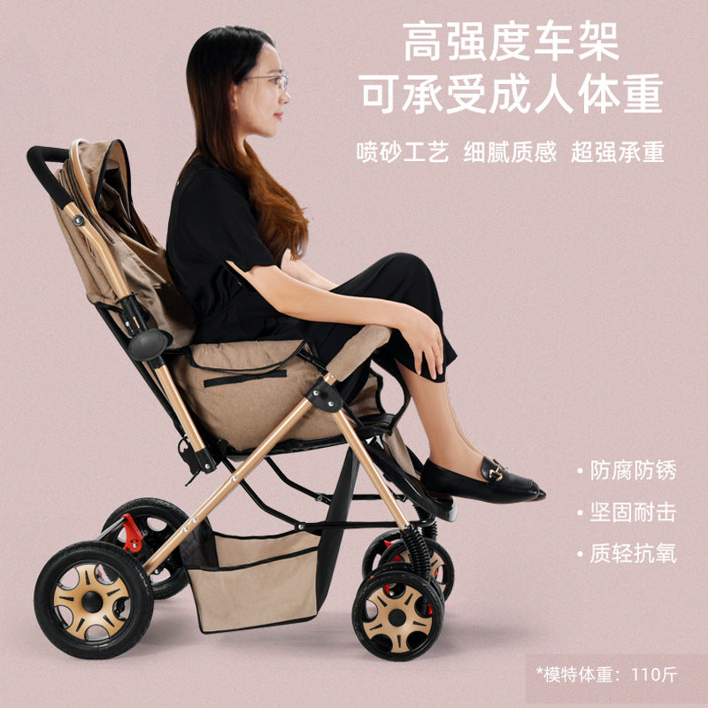 Two-way baby stroller, convertible from upright to reclining, foldable, lightweight, high-view stroller, suitable for ages 0-3 years. dropshipping available