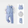 Wholesale branded children's clothing: spring/autumn boys' gentleman's suit, shirt, and vest three-piece set – stylish and fashionable for boys