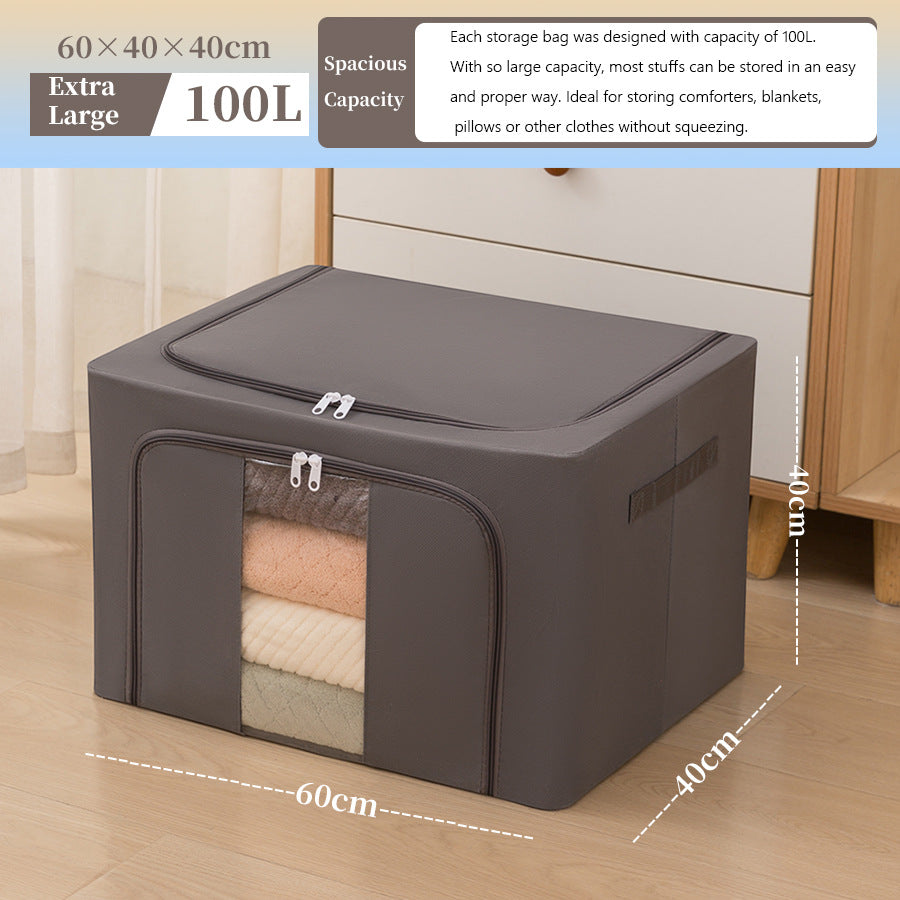 Household non-woven large-capacity storage box sorting clothes and sundries artifact thickened folding cover moisture-proof removable