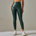 Clearance european and american cross-border  elastic pu leather pants women's colorful high waist tight butt outwear yoga bottom pants
