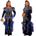 new arrivals: african cross-border sourcing - luxury rhinestone & beaded crew neck long sleeve korean velvet dress - special offer!