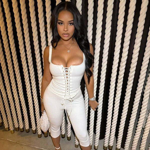 FC1303 European and American fashion  fashion autumn and winter spice girl chest strap small vest slim solid color pants set