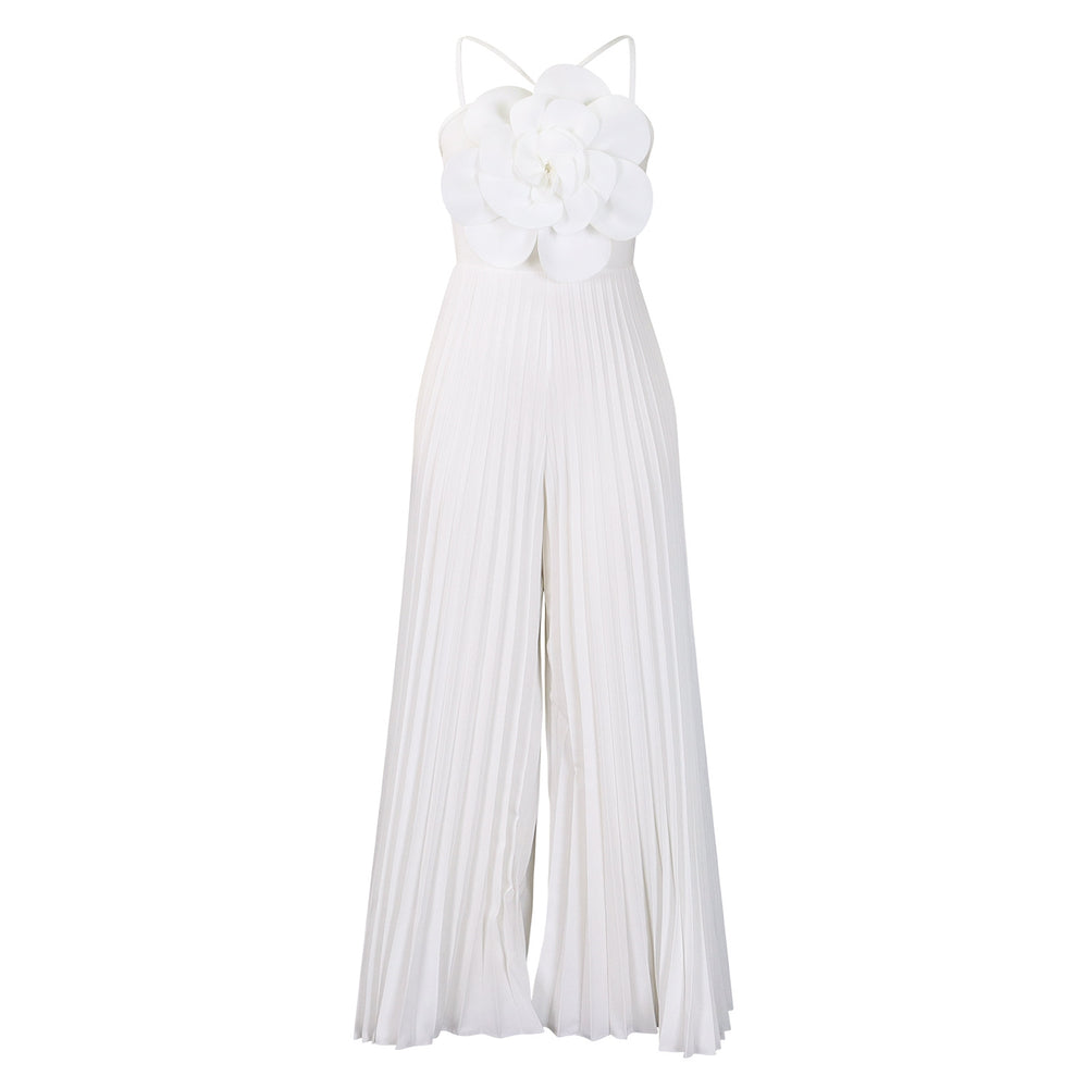 D554export women's clothing new arrivalelegantpure colorfashionsexy large flowerpure color pleated african jumpsuit