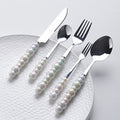 Luxury ceramic handle cutlery set - high-end stainless steel dinnerware gift box for home use - western style knives, forks, and spoons - perfect for gifting