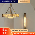 Reproduction vintage alabaster lang three-light chandelier - claw-shaped marble ceiling lamp for villas and living rooms