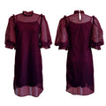 D3076  autumn new arrival  hollow-out solid color bubble sleeve two-piece set cross-border dress african women's clothing
