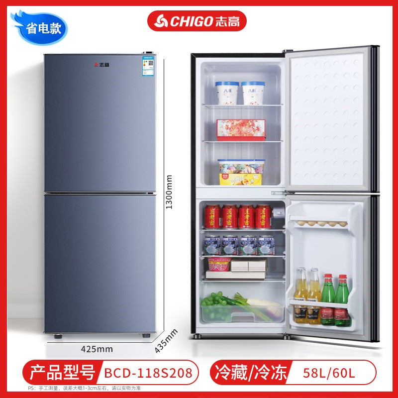 Chigo refrigerator double door refrigeration and freezing dormitory rental room use first class for home small refrigerator two person refrigerator