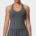New brushed fabric tie-up long sleeve sports bra with open back, drawstring wide-leg loose pants, outdoor casual fitness outfit
