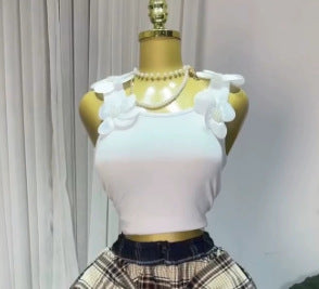 supply, free size, yarn-dyed plaid, double-layered, large swing, loose, asymmetrical, fashionable elastic waist, versatile skirt